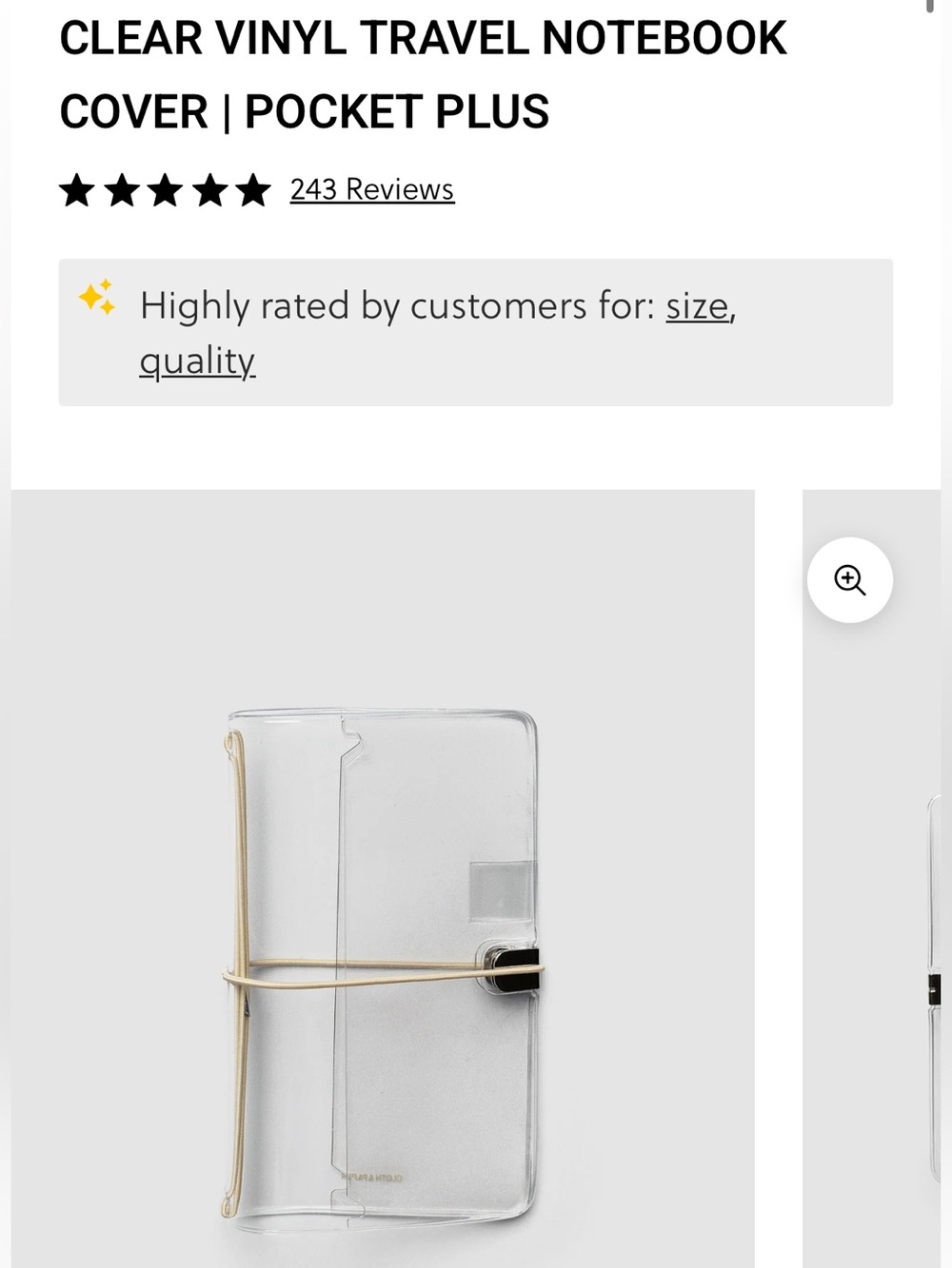 Cloth & Paper Clear Vinyl Notebook Cover - Pocket Plus